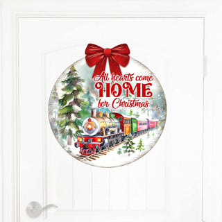 All Hearts Come Home for Christmas Sign Front door welcome sign Main entrance banner Welcome sign - Wooden front porch decor - 933115H