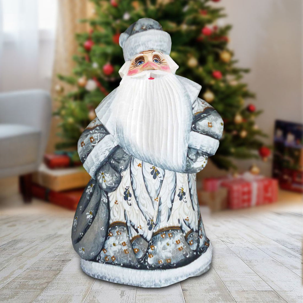 Dancing White Santa Hand-Painted WOODCARVED Masterpiece by G. DeBrekht - Christmas Decor - 8201014  *** PRE-ORDER - Handmade Just for You! ***
