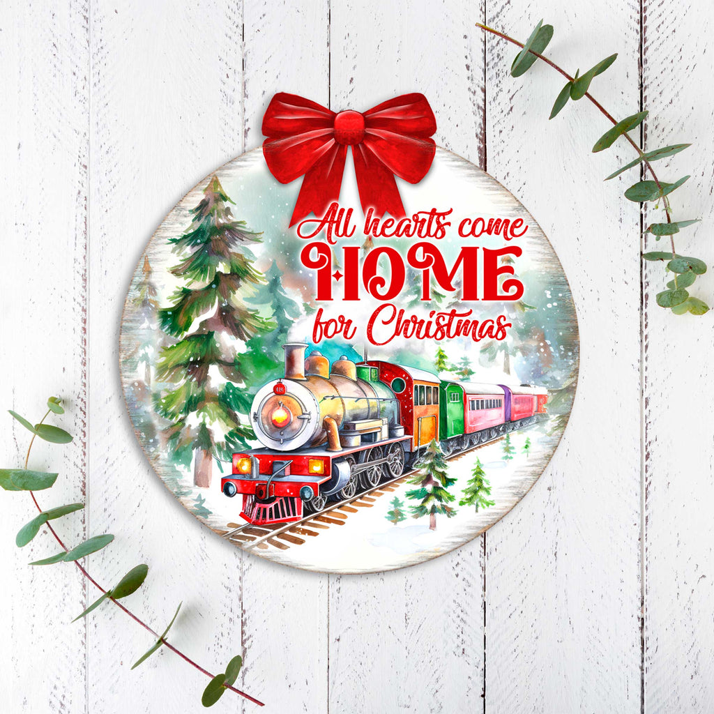 All Hearts Come Home for Christmas Sign Front door welcome sign Main entrance banner Welcome sign - Wooden front porch decor - 933115H