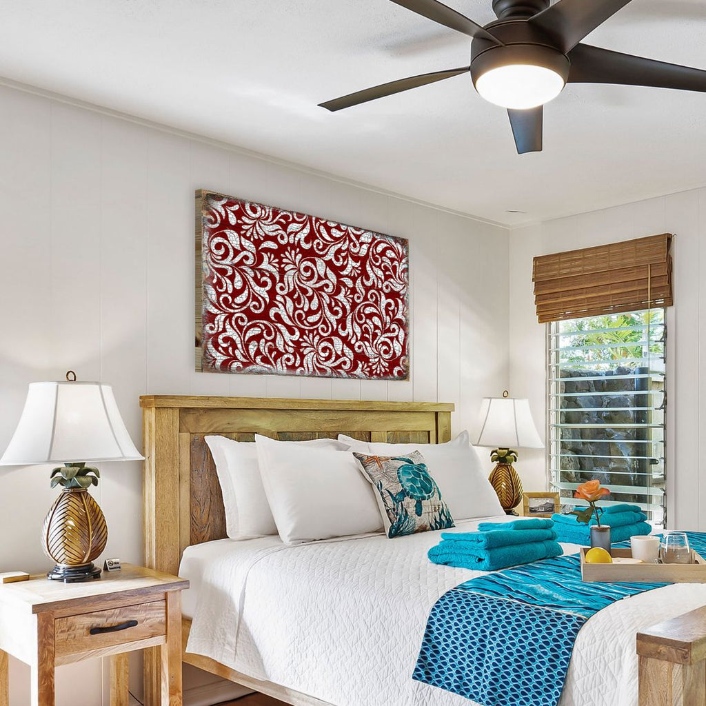 Red Floral Rustic Wooden Wall Art by G. DeBrekht - Floral Ornamental Decor - 95001B