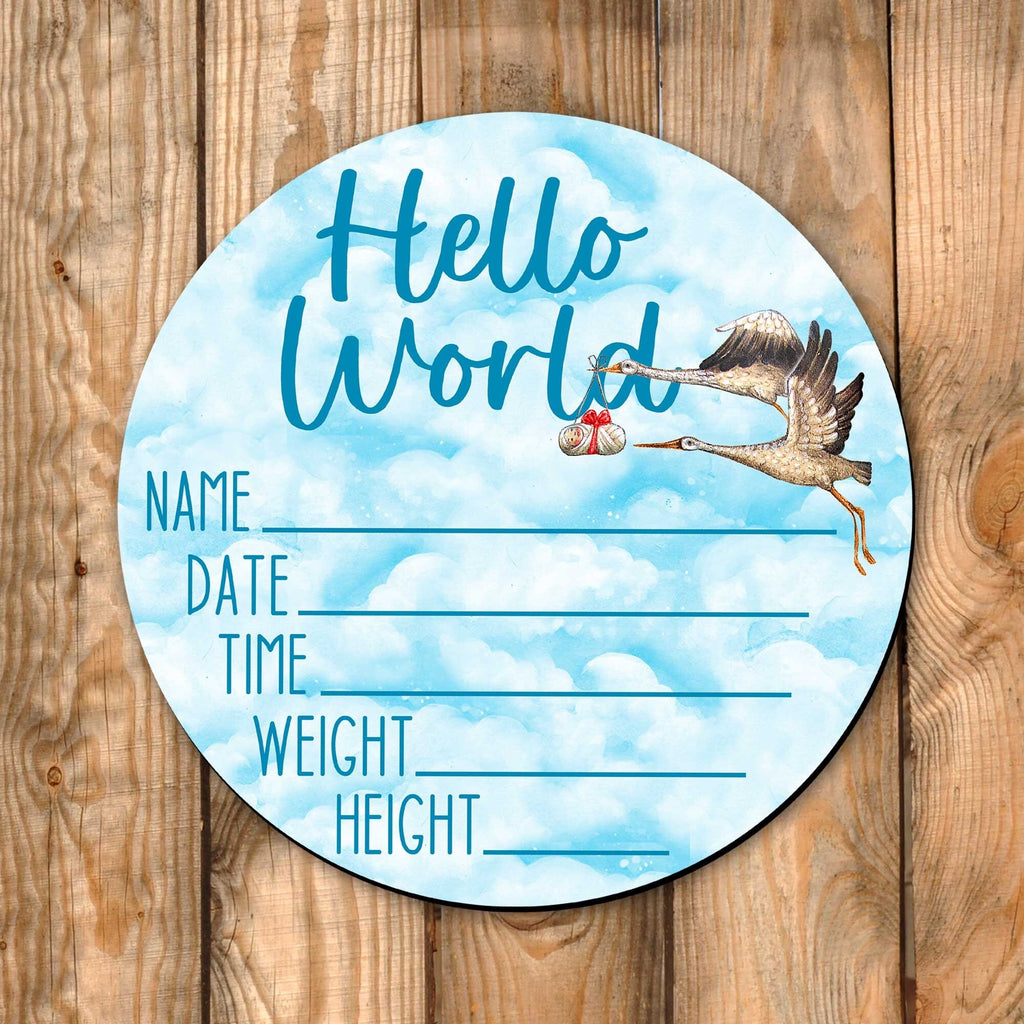 Hello World New Baby Sign - Birth Announcement - Birth Stats Sign - New Mom Gift 961047