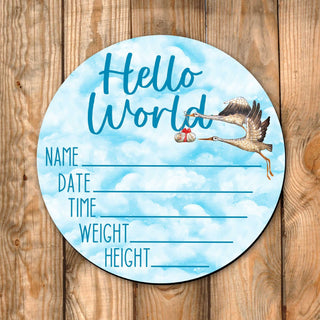 Hello World New Baby Sign - Birth Announcement - Birth Stats Sign - New Mom Gift 961047