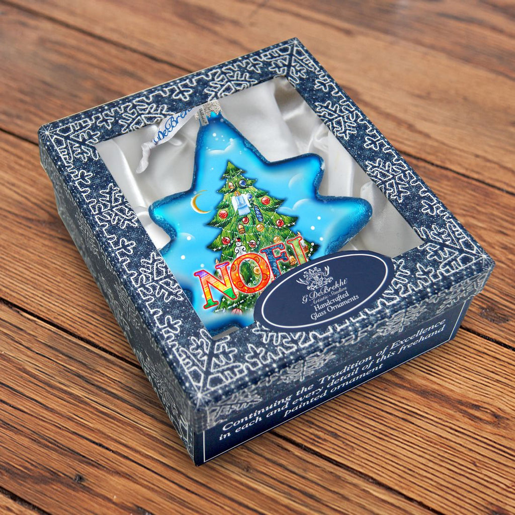 North Star Glass Ornament by G. DeBrekht - Christmas Santa Snowman Decor - 755-014