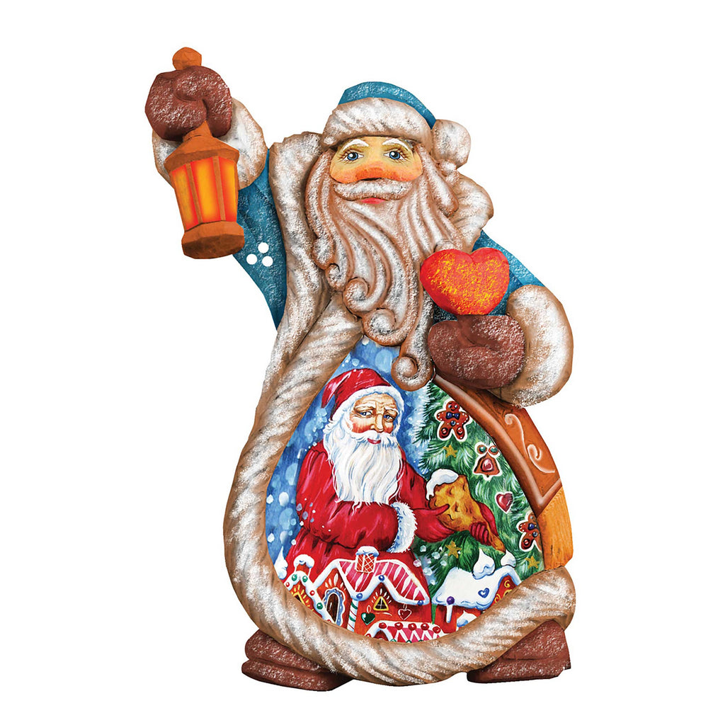Santa Gingerbread Sculpted Hand-Painted Christmas Figurine by G. DeBrekht - Christmas Santa Snowman Decor - 661211