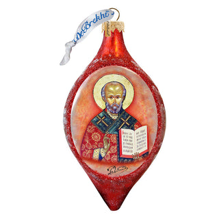 Saint Nick Drop Glass Ornament by G. DeBrekht - Christmas Santa Snowman Decor - 757-011