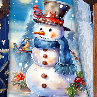 Happy Snowman Santa Hand-Painted WOODCARVED Masterpiece Figurine by G. DeBrekht - Christmas Decor - 8215952