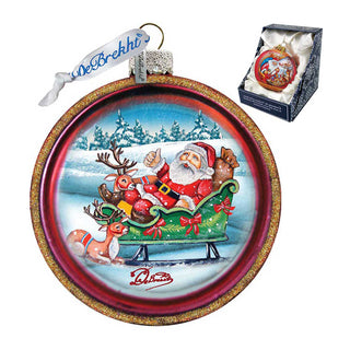 Joyful Sleigh Ride Cut Ball Glass Ornament by G. DeBrekht - Christmas Decor - 764-004