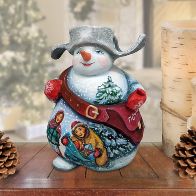 Christmas Santa Snowman Decor Hand-Painted WOODCARVED Masterpiece by G. DeBrekht - Christmas Santa Snowman Decor - 82158958