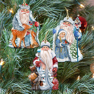 Story of Father Frost Wooden Ornaments Set of 3 by G. DeBrekht - Christmas Santa Snowman Decor - 8100023S3