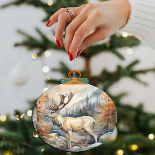 Elk in Alaskan Heights Wooden Ornaments by G.Debrekht - Wildlife Holiday Decor - 870056