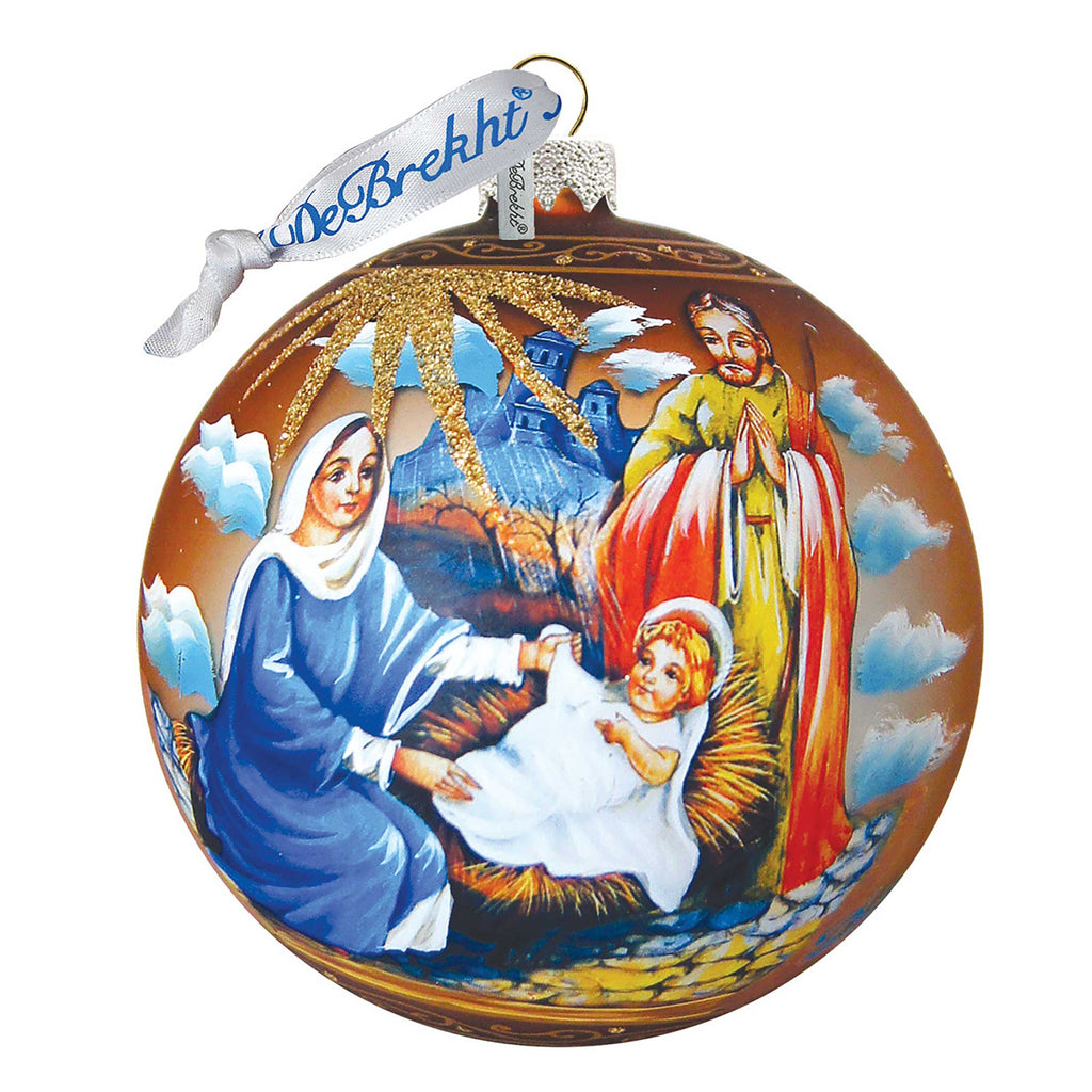 Holy Family Ball Glass Ornament by G. DeBrekht - Nativity Holiday Decor - 73552