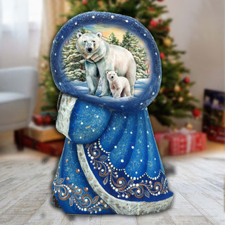 Polar Bears Santa with Bag Hand-Painted WOODCARVED Masterpiece by G. DeBrekht - Christmas Decor - 8215561