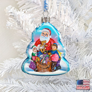 Gift Giving Santa Mercury Glass Ornament by G. DeBrekht - Christmas Santa Snowman Decor - 773013