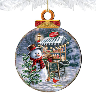 Hot Chocolate Stand - Frosty Fun Wooden Ornaments by D. Gelsinger Christmas Santa Snowman Decor - 8611087-DG