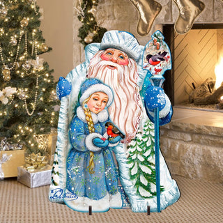 Santa with Girl Christmas Outdoor Decor by G. DeBrekht - Christmas Santa Snowman Decor - 8111410F
