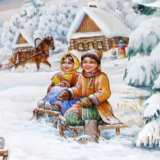 Father Frost and Snowmaiden Hand-Painted WOODCARVED Figurine by G. DeBrekht - Christmas Decor - L20001 *** PRE-ORDER - Handmade Just for You! ***