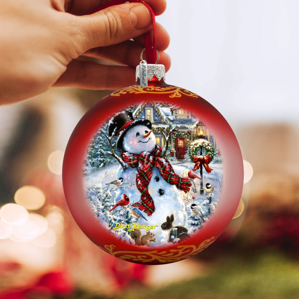 An Old-fashioned Christmas Glass Ornament by D. Gelsinger - Christmas Santa Snowman Decor - 71117-1563