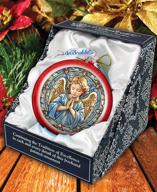Little Angel Ball Glass Ornament by G. Debrekht - Nativity Holiday Decor - 73565C