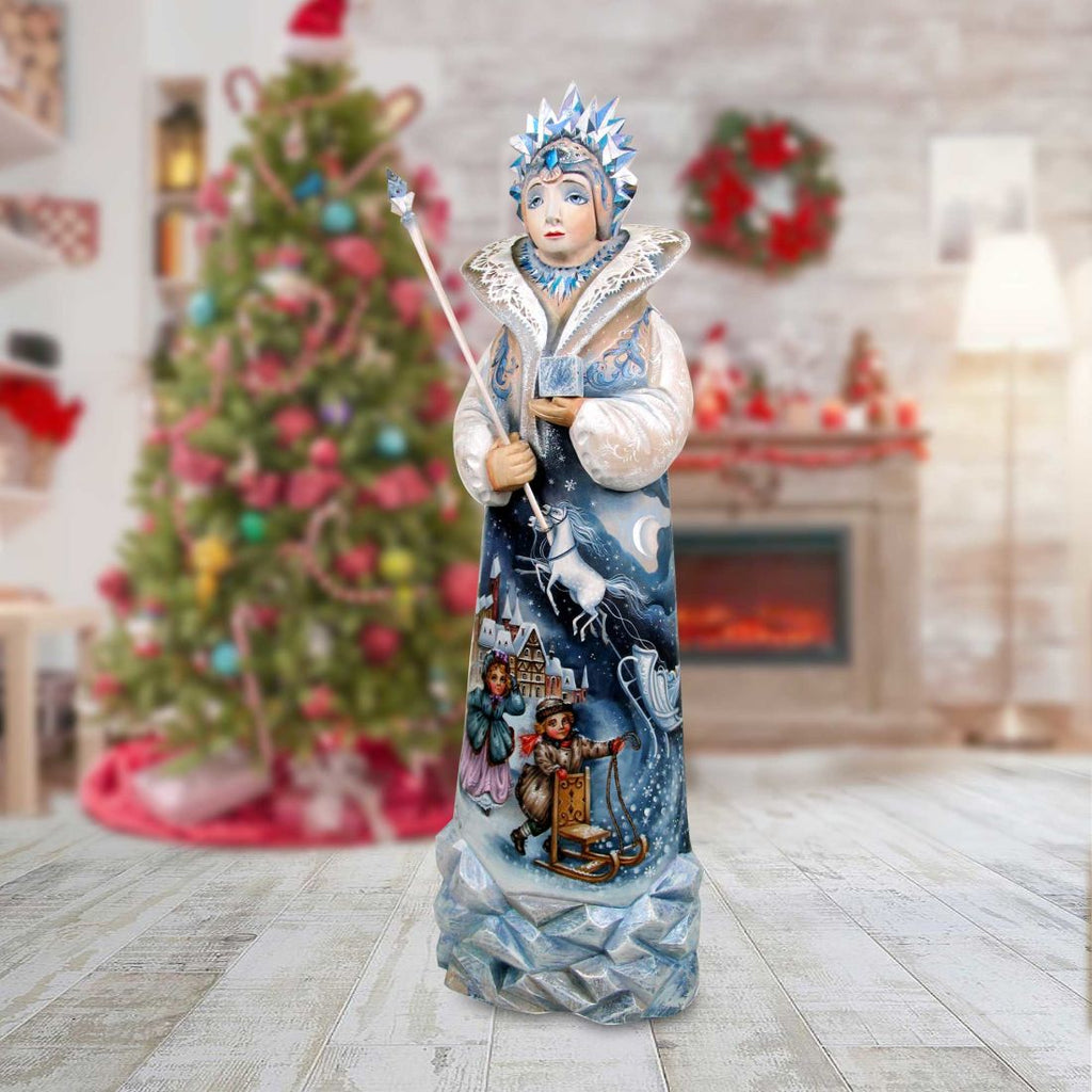 Snow Queen Hand-Painted Wood Carved Masterpiece by G