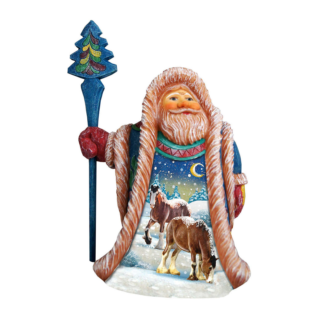 American-Style Snowman Santa Wood Carved Figurine by G. Debrekht | Christmas Santa Snowman Décor - 8208013