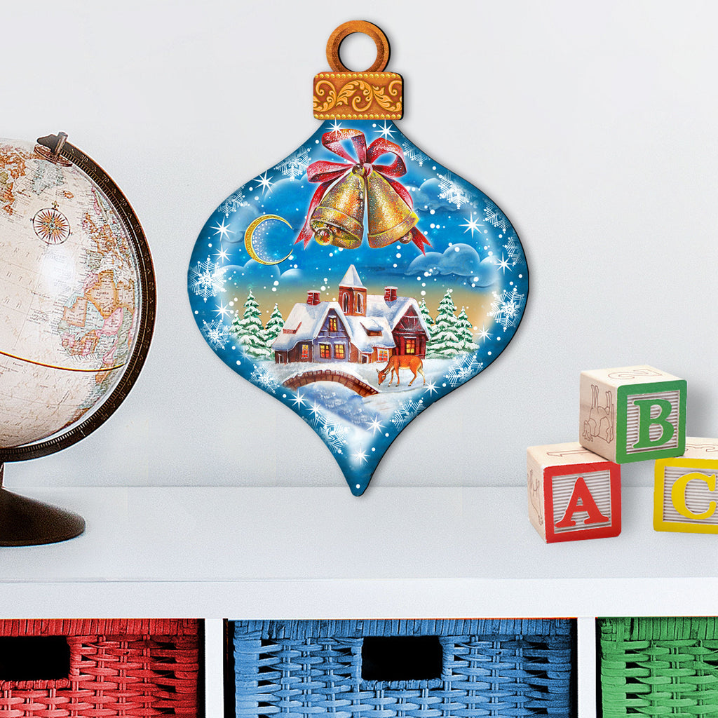 Winter Drop Ornament Door Decor by G. DeBrekht - Christmas Santa Snowman Decor - 8112182H