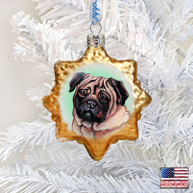 Cute Pug Mercury Glass Ornament by G. DeBrekht - Pets Dog and Cats Décor - 774019
