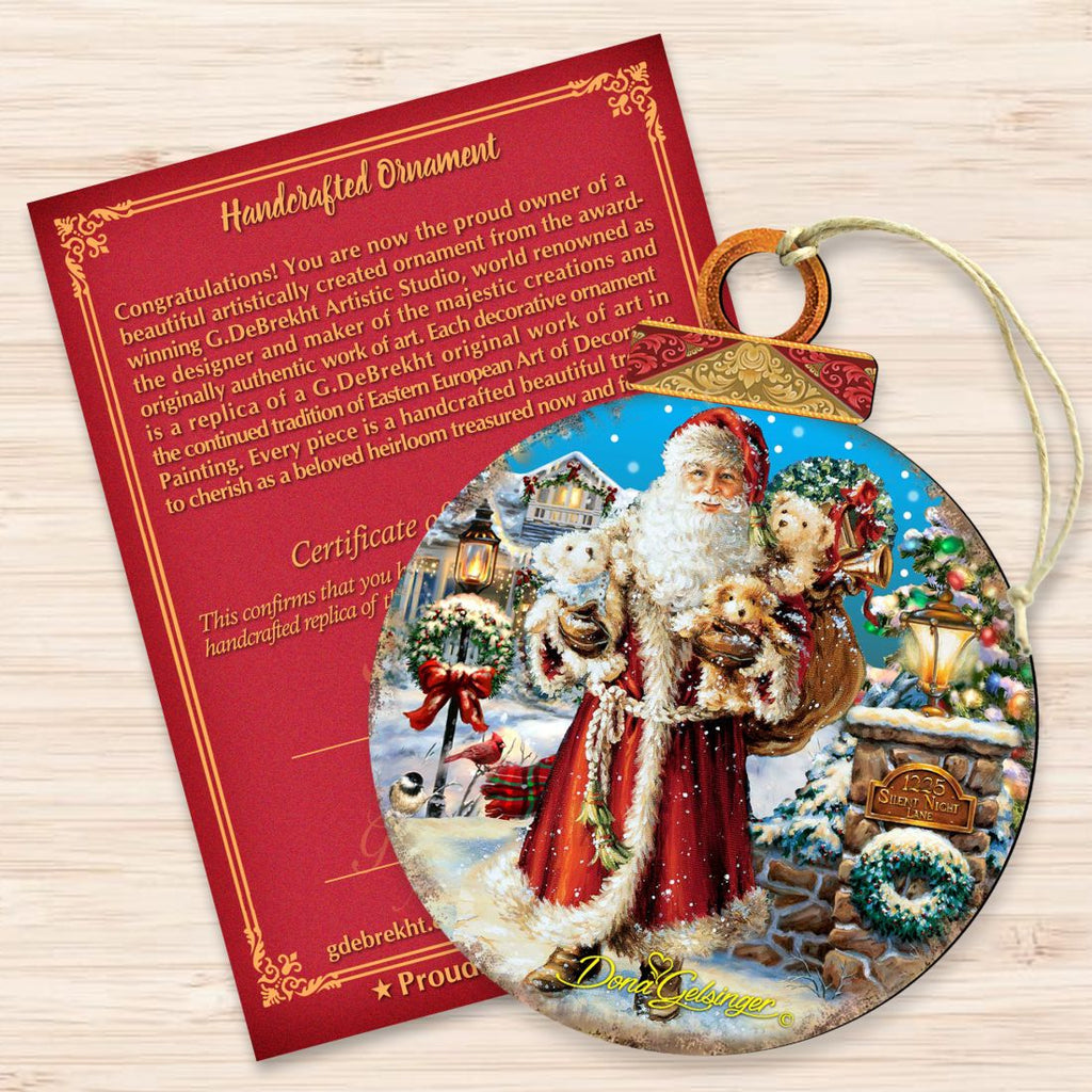 Silent Night Santa Wooden Ornaments by Gelsinger - Christmas Santa Snowman Decor - 8021116-1315