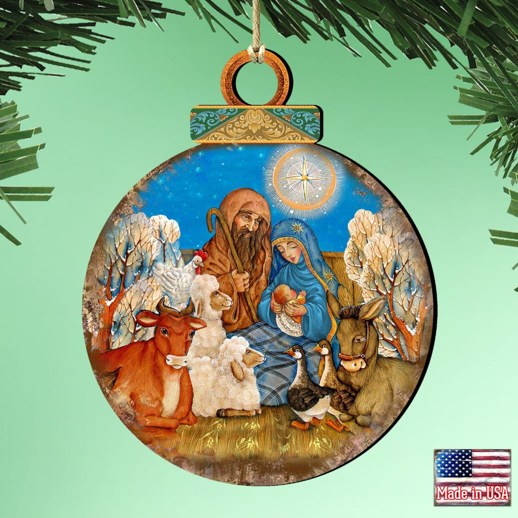 Nativity Ball Wooden Ornaments by Gelsinger | Nativity Holiday Decor - 8023852