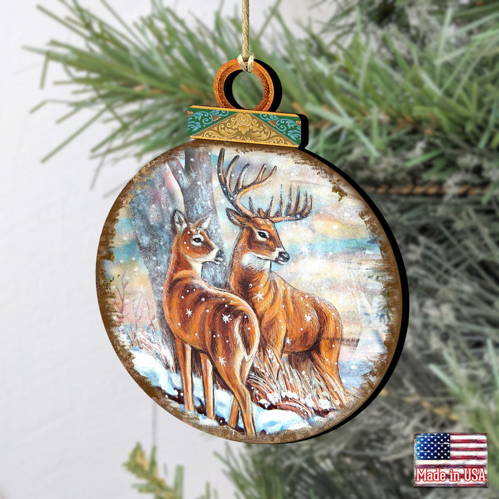 Elk Engraved Wood Ornament