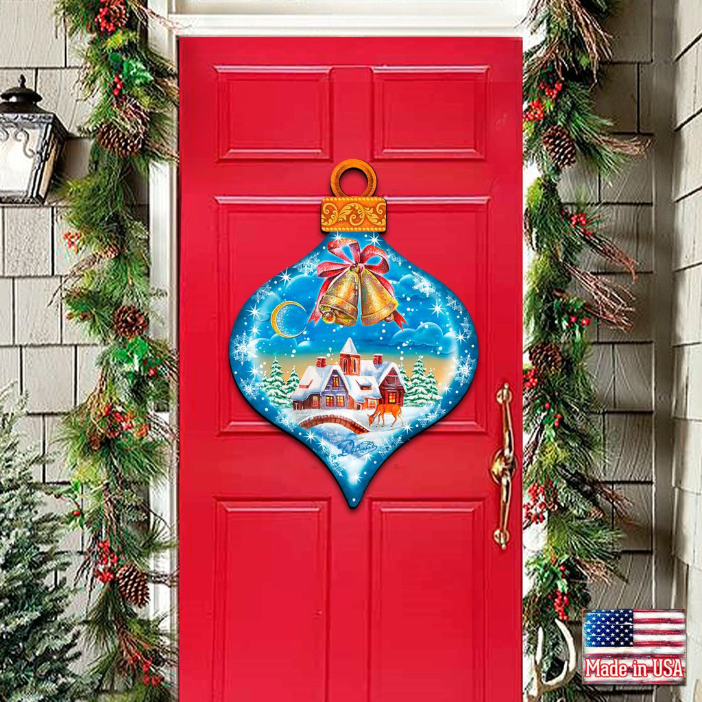 Winter Drop Ornament Door Decor by G. DeBrekht - Christmas Santa Snowman Decor - 8112182H