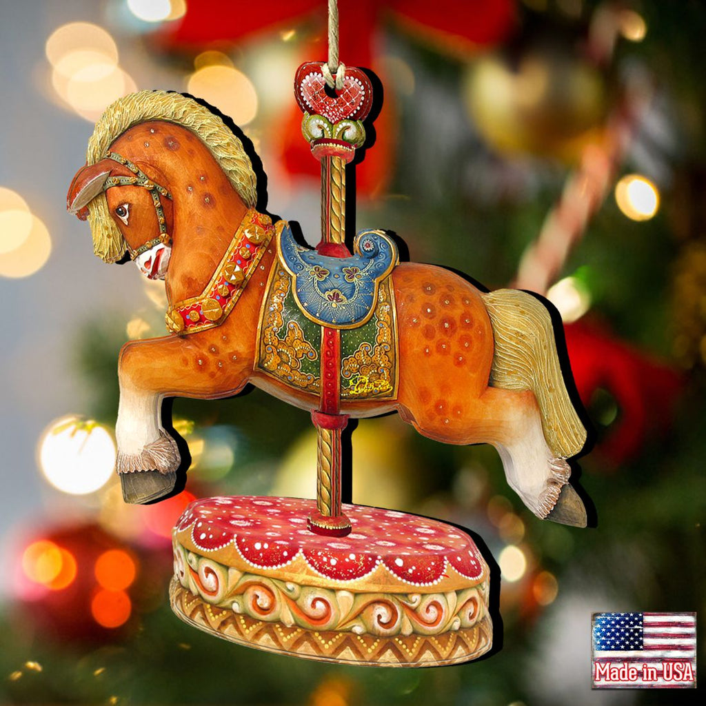 Carousel Horse Wooden Ornament by G. Debrekht