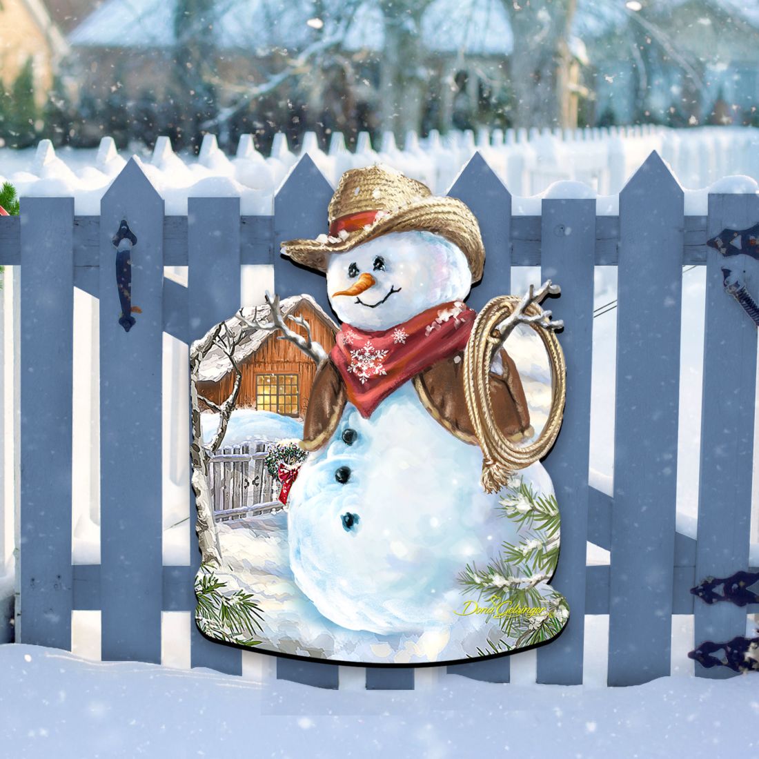 Cowboy Snowman Christmas Door Decor by D. Gelsinger