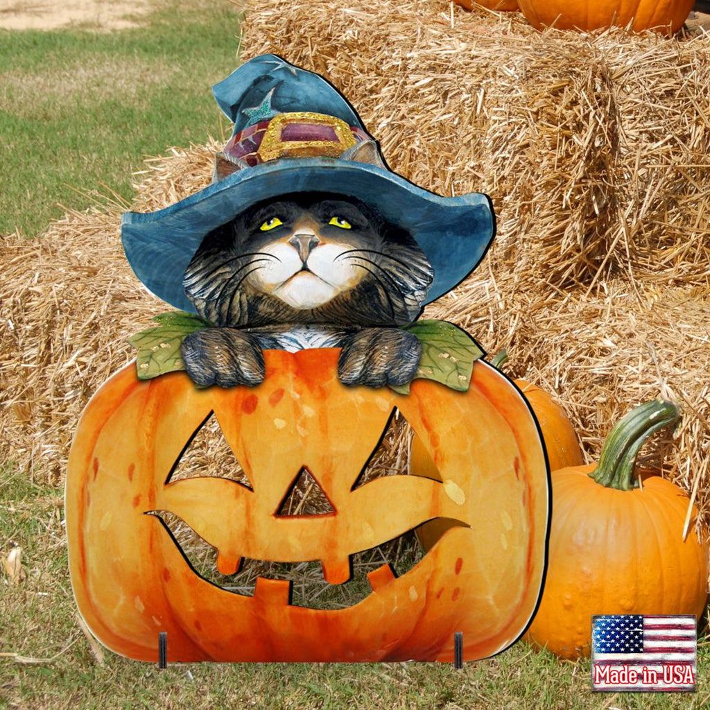 NEW Halloween Cat & Pumpkin Straw Topper Cover