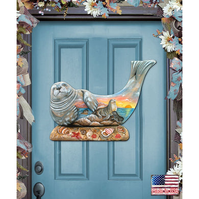 Sea Lion Beach House Door Decor by G. DeBrekht - Coastal Holiday Decor - 8158914H