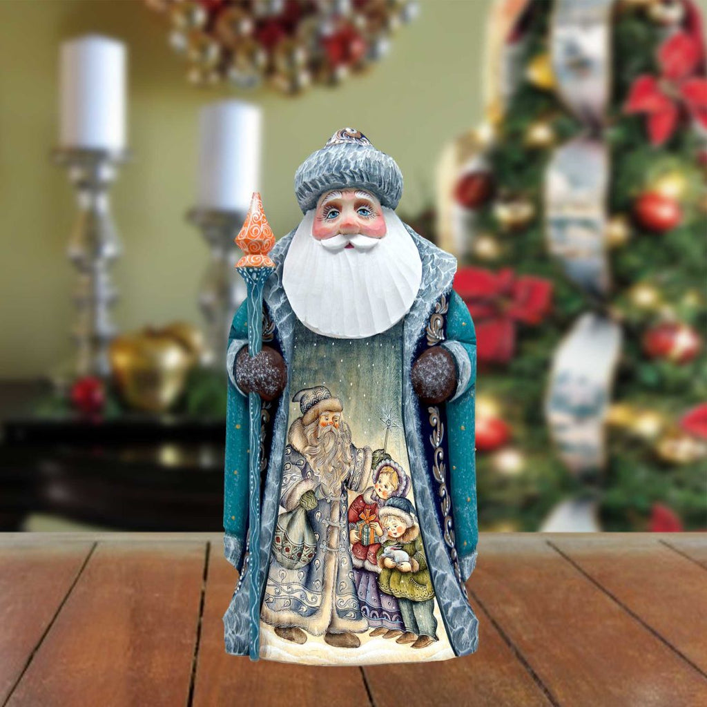 Blue Father Frost Hand-Painted Wood Carved Masterpiece by G