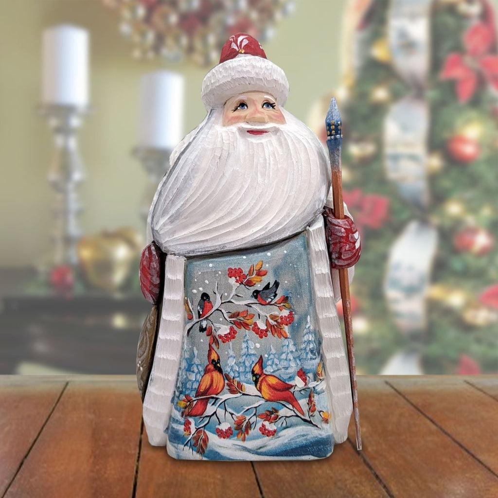 Santa Cardinal Hand-Painted Wood Carved Masterpiece by G