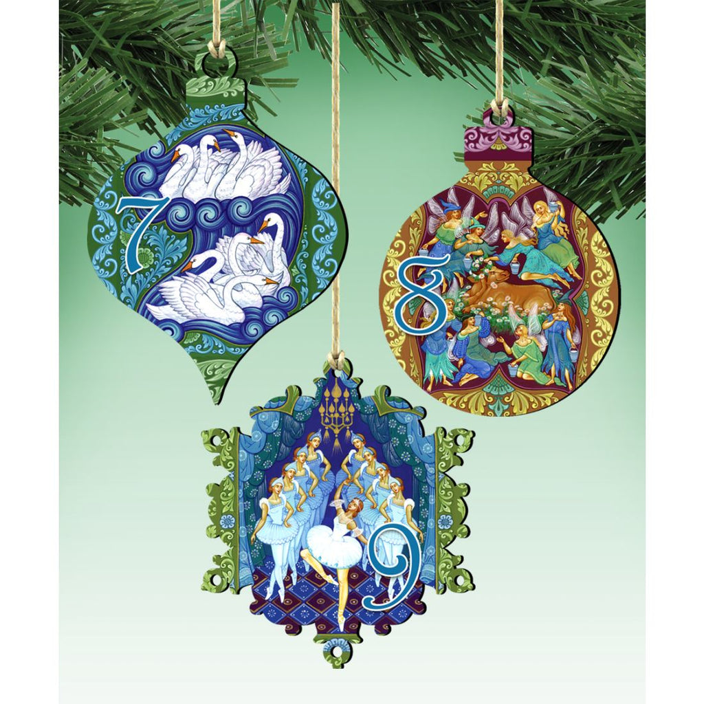 12 Days of Christmas Wooden Ornaments Set of 12 by G. DeBrekht