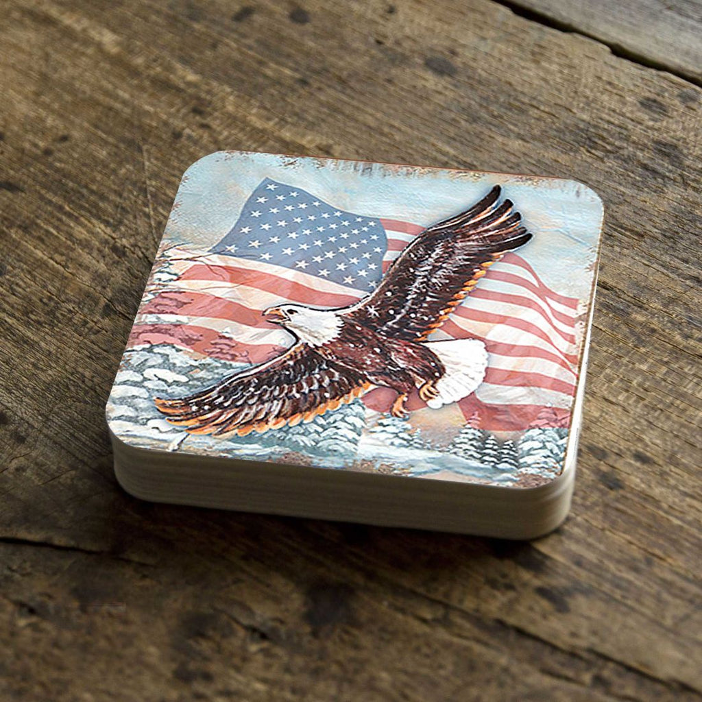 Made in USA - American Flag Wood Coasters from The Wood Reserve