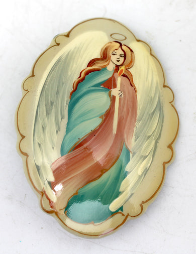 Handpainted Lacquered Miniature Jewelry Brooch Pin by G.DeBrekht Unique Handmade Gift Collectible and Home Decoration