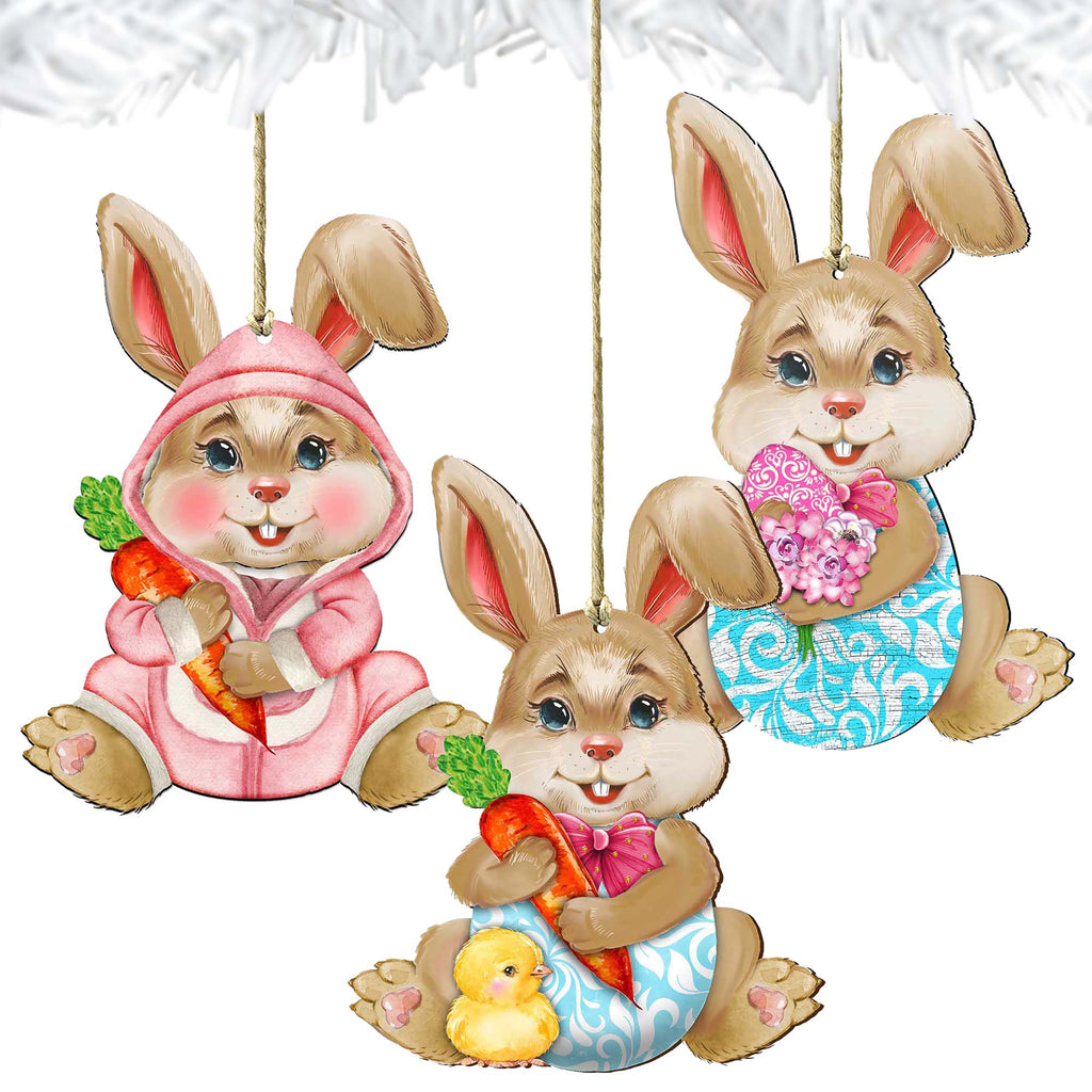 G. Debrekht Bunny Family Rustic Ornaments Set of 3