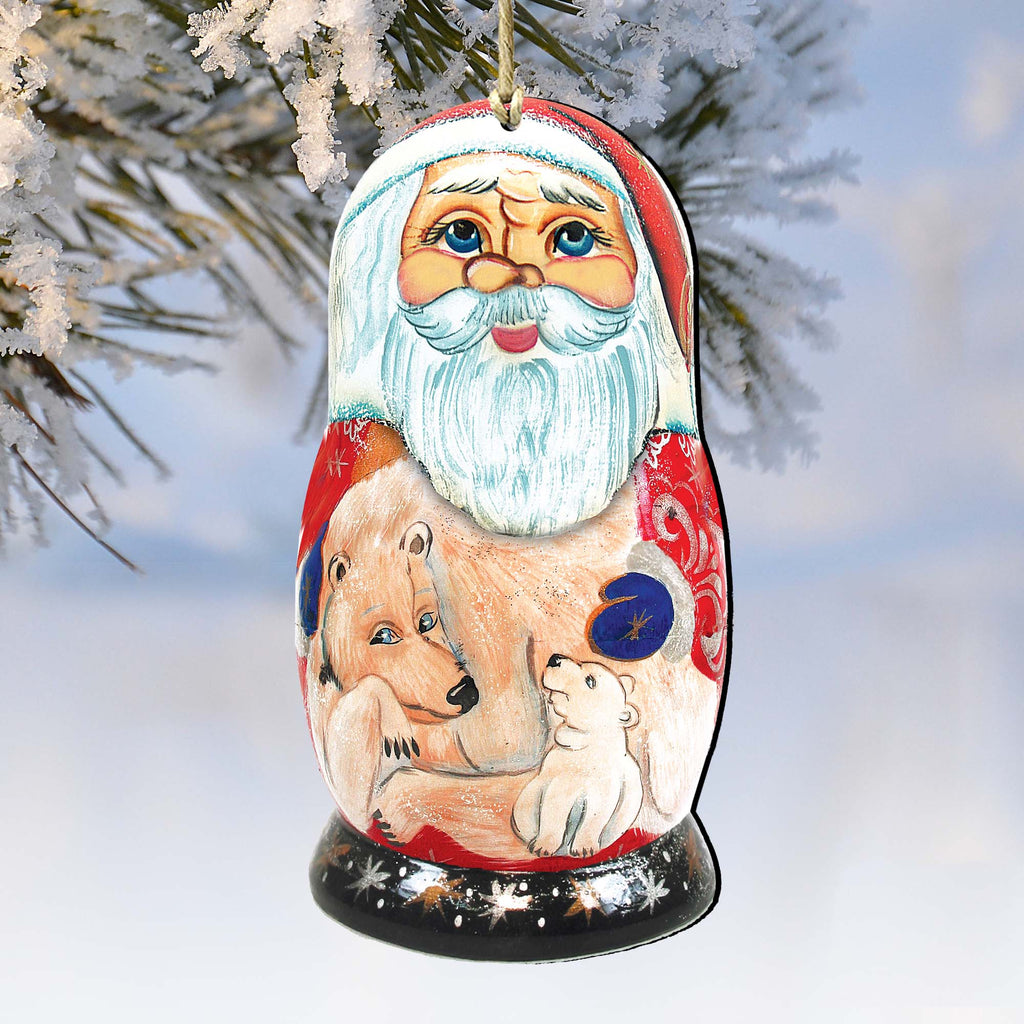 Designocracy 8091306S3 4.5 x 3 in. Santa Aroubf The World Irish Inspired Santa Wooden Ornaments, Set of 3